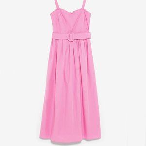 Zara Pink/Purple Poplin Midi/Maxi Dress with Belt